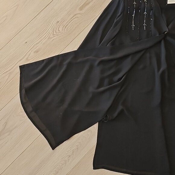 Vintage Yves St. Clair Black Sheer Dressy Evening Beaded Cardigan Large - Picture 3 of 8